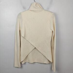 ALC Wool Cashmere Sweater Womens Small Cream Cross Back Turtleneck Preppy
